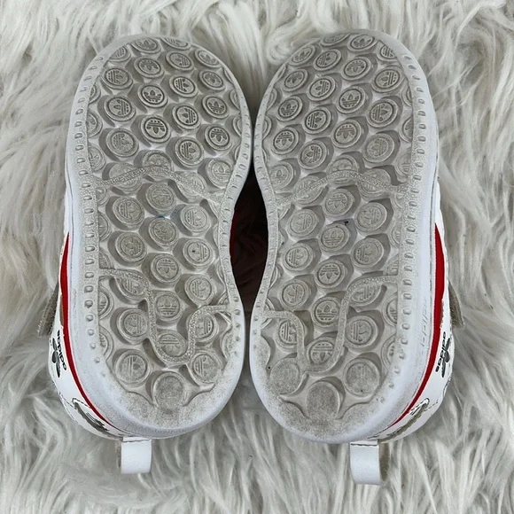 ADIDAS DISNEY Kids Unisex Shoes White & Red Size 8K Pull On Velcro - Picture 11 of 13